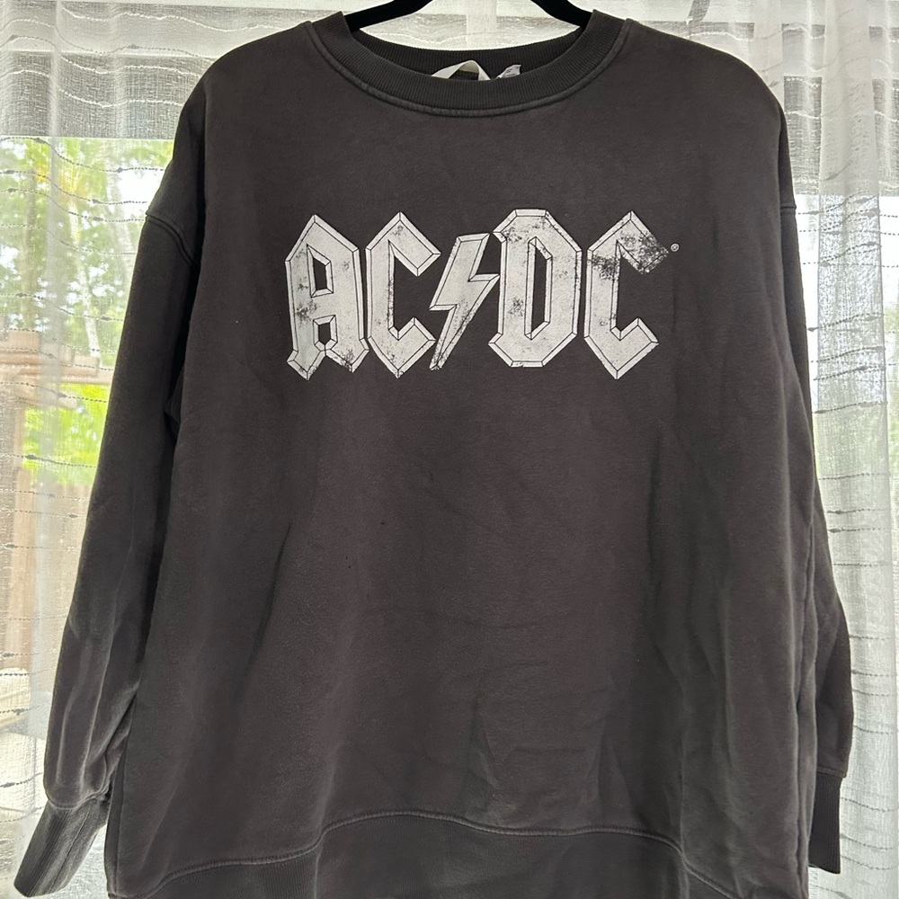 H&M Black Crewneck Sweater with Vintage Band Logo